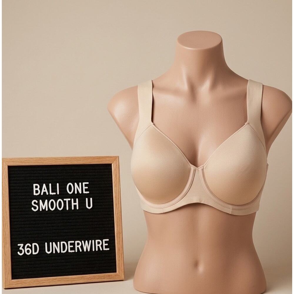 Bali Posture Boost 3450 EverSmooth Back Underwire Bra Nude 36D EUC